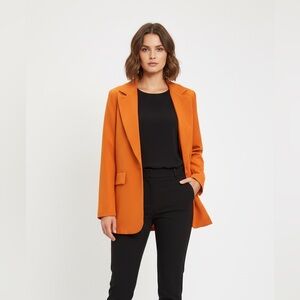 NWT Boohoo Made in Italy Bold Orange Women's Blazer Size 10